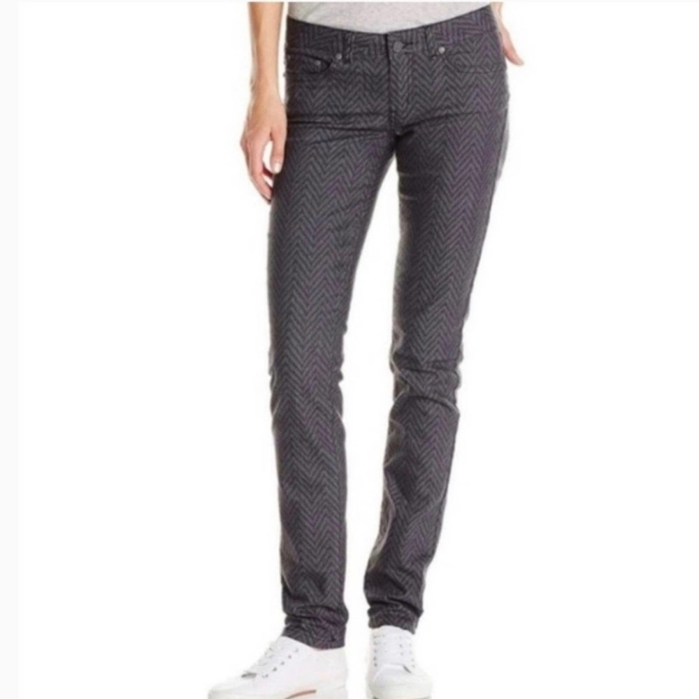Prana‎ Skinny Low Waist Jeans Chevron Pattern Size 2 Herringbone